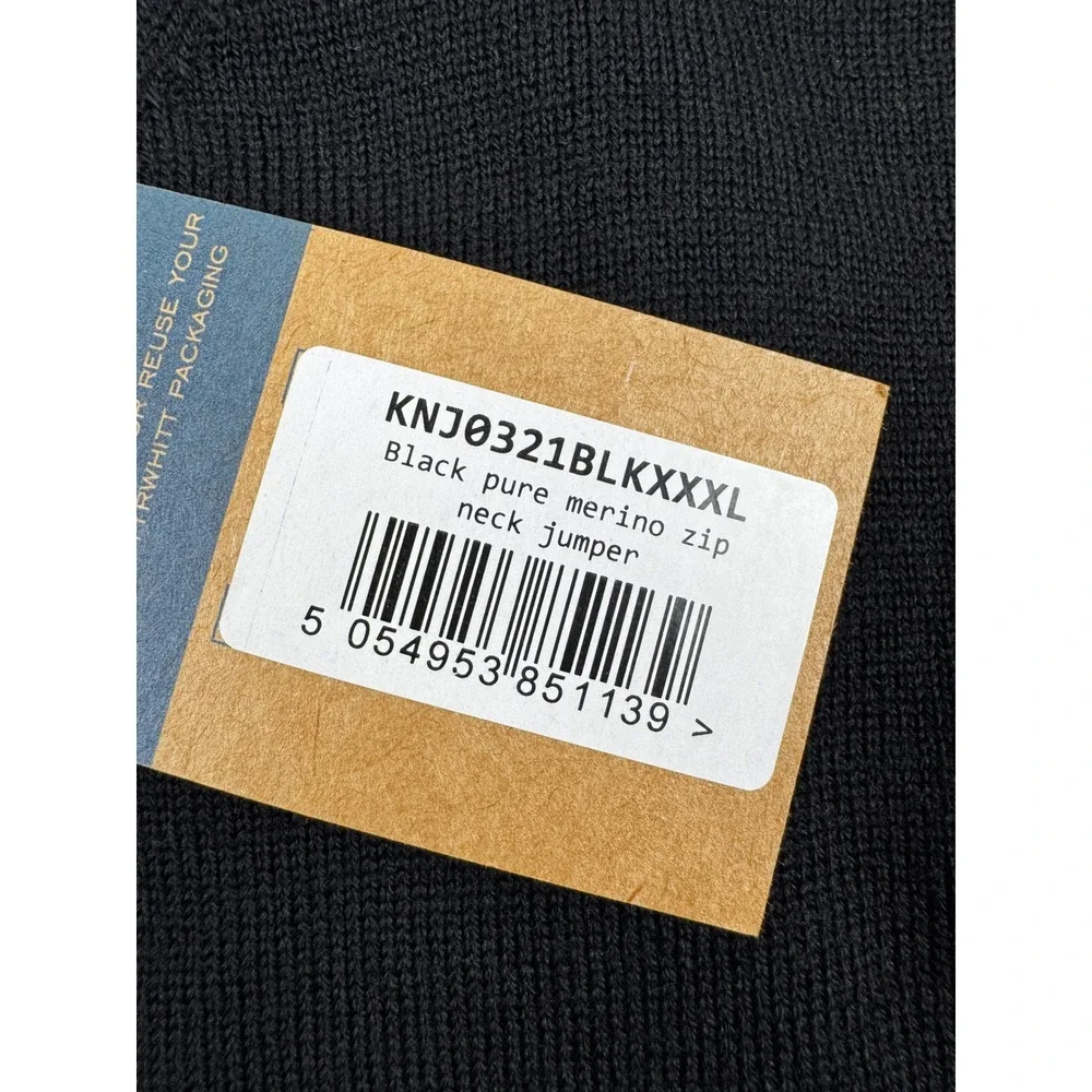 Charles Tyrwhitt Pure Merino Wool Quarter Zip Sweater Black 3XL NWT